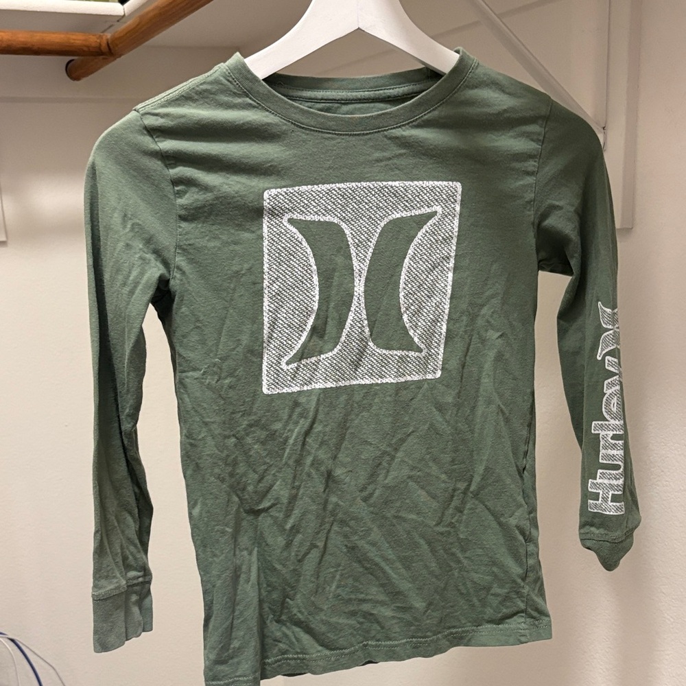 Hurley Kids Long-Sleeve Logo Tee in Olive